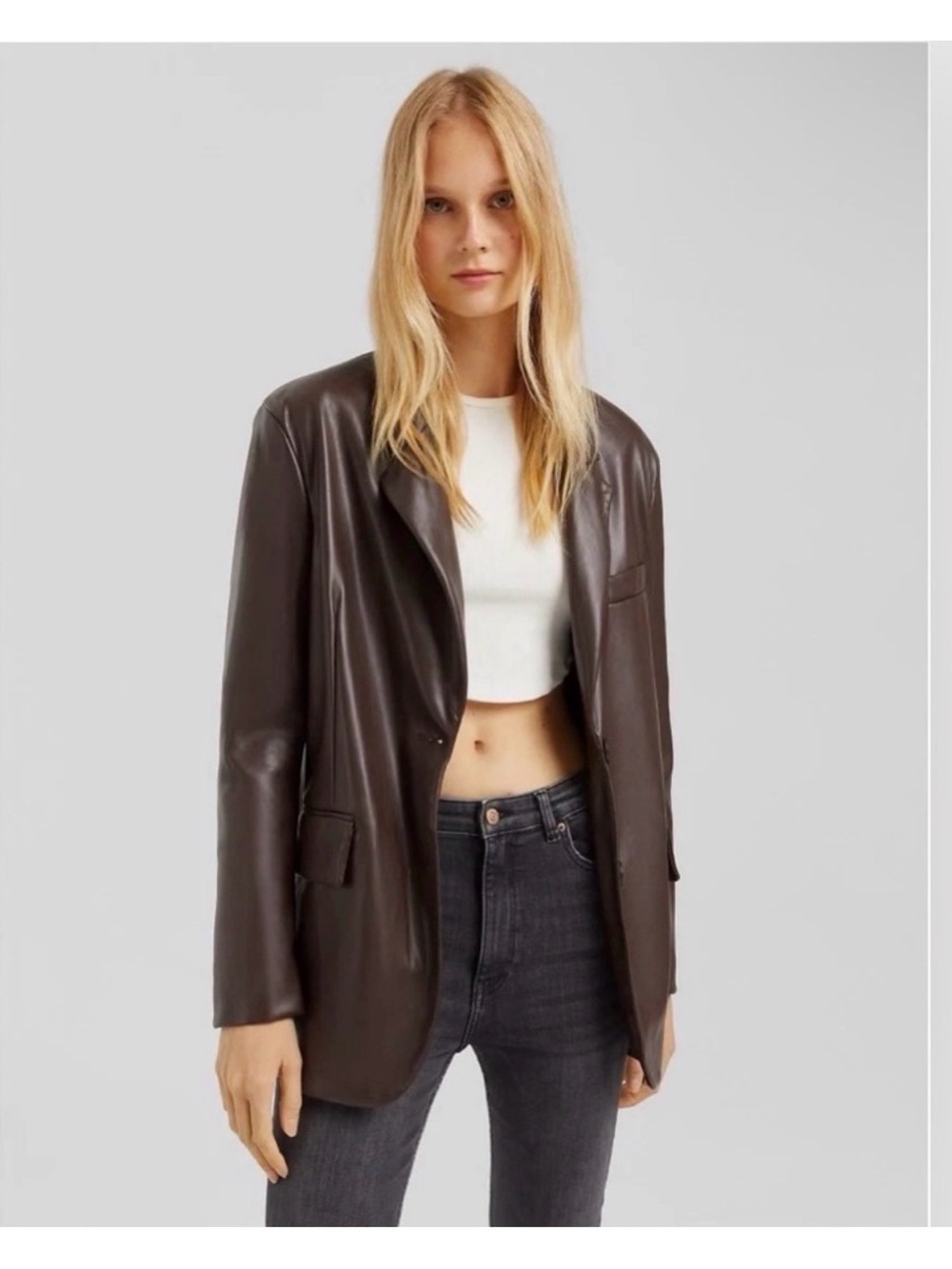 Bershka leather blazer